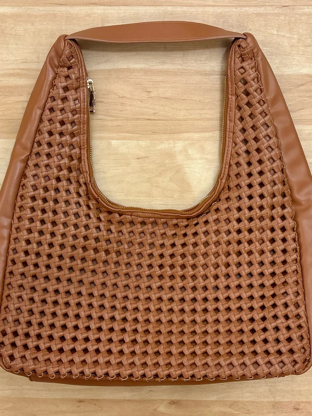 MODA LUXE Chestnut Brown Braided Hobo Shoulder Handbag